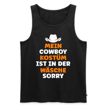 Cowboy Kostüm ist in der Wäsche Faschingsparty - Männer Premium Bio Tank Top - Schwarz - Vorne - Michal (187cm)