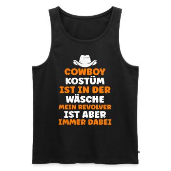 Cowboy Kostüm ist in der Wäsche Faschingsparty - Männer Premium Bio Tank Top - Schwarz - Vorne - Michal (187cm)