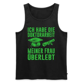 Dissertation Doktorarbeit Meiner Frau Überlebt - Männer Premium Bio Tank Top - Schwarz - Vorne - AI Model Male 178 light (178cm)