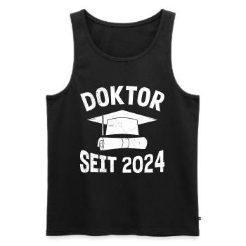 Doktor seit 2024 Dissertation Bestanden - Männer Premium Bio Tank Top - Schwarz - Vorne - Michal (187cm)