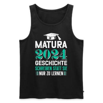 Matura 2024 Geschichte Schreiben Statt Lernen - Männer Premium Bio Tank Top - Schwarz - Vorne - Michal (187cm)