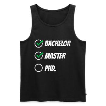 Bachelor Master PHD. Master's degree passed - Men's Premium Organic Tank Top - black - Front - AI Model Male 178 light (178cm)