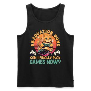 Abiturient Graduation Done Can I Play Games Now? - Men's Premium Organic Tank Top - black - Front - AI Model Male 178 light (178cm)