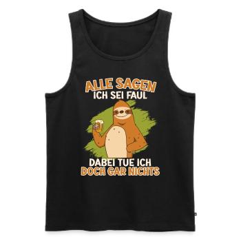 Sloth: Everybody says I'm lazy, don't do anything - Men's Premium Organic Tank Top - black - Front - AI Model Male 178 light (178cm)