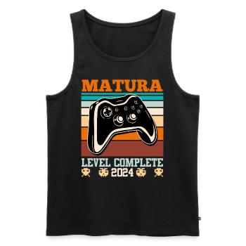MATURA Level Complete 2024 Maturant Funny - Men's Premium Organic Tank Top - black - Front - Michal (187cm)