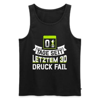 Nerd 3D Druck 0 Tage Seit Letztem 3D Druck Fail - Männer Premium Bio Tank Top - Schwarz - Vorne - Michal (187cm)