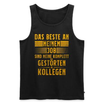 Funny: The best thing about the job is colleagues - Men's Premium Organic Tank Top - black - Front - AI Model Male 178 light (178cm)