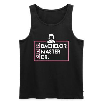 Bachelier Master Dr. Doctorat complété - Débardeur bio Premium Homme - noir - Devant - AI Model Male 178 light (178cm)