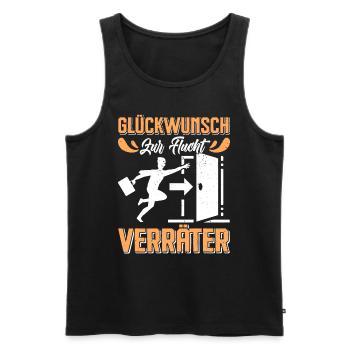 Glückwunsch zur Flucht VERRÄTER Abschied - Männer Premium Bio Tank Top - Schwarz - Vorne - AI Model Male 178 light (178cm)