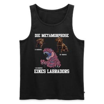 Labrador Hund METAMORPHOSE EINES LABRADORS - Männer Premium Bio Tank Top - Schwarz - Vorne - Michal (187cm)
