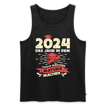 2024 Das Jahr in dem Coole Mädchen Matura Machen - Männer Premium Bio Tank Top - Schwarz - Vorne - Michal (187cm)