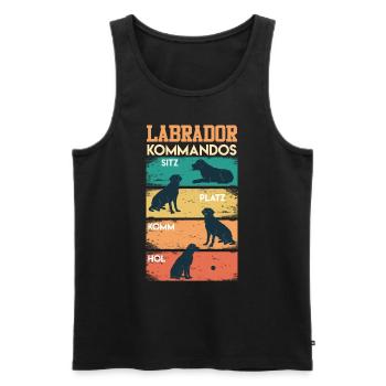 Labrador KOMMANDOS Labrador Liebhaber Lustiges - Männer Premium Bio Tank Top - Schwarz - Vorne - Michal (187cm)