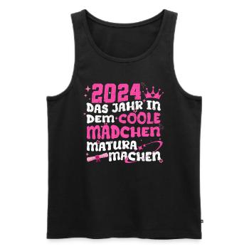 2024 Das Jahr in dem Coole Mädchen Matura Machen - Männer Premium Bio Tank Top - Schwarz - Vorne - Michal (187cm)