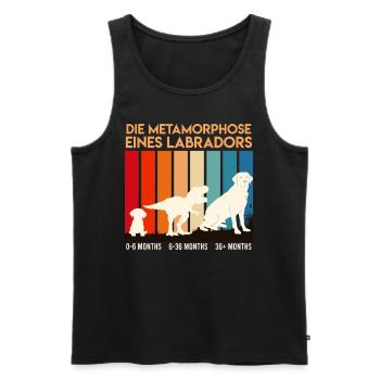 Labrador Hund METAMORPHOSE EINES LABRADORS - Männer Premium Bio Tank Top - Schwarz - Vorne - Michal (187cm)