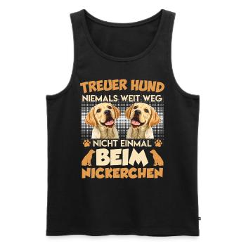 Labrador TREUER HUND NIEMALS WEIT WEG Labrador - Männer Premium Bio Tank Top - Schwarz - Vorne - Michal (187cm)