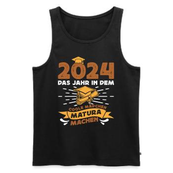 2024 Das Jahr in dem Coole Mädchen Matura Machen - Männer Premium Bio Tank Top - Schwarz - Vorne - Michal (187cm)