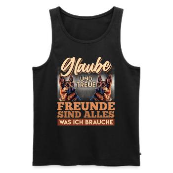 GLAUBE UND TREUE FREUNDE SIND ALLES Deutsche - Männer Premium Bio Tank Top - Schwarz - Vorne - Michal (187cm)