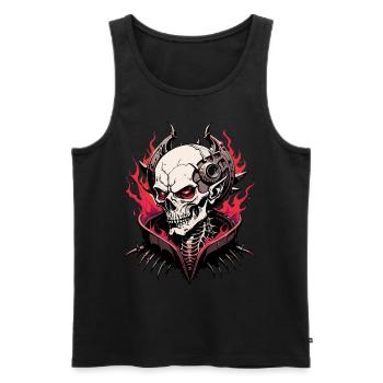 Demon Skull // Skull Demon // Flames FS0015 - Men's Premium Organic Tank Top - black - Front - AI Model Male 178 light (178cm)