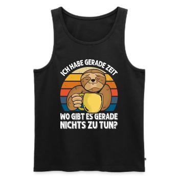 Kollegen Habe Gerade Zeit Wo gibt's Nichts zu Tun - Männer Premium Bio Tank Top - Schwarz - Vorne - Michal (187cm)
