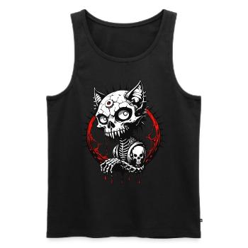 Crâne de chat gothique / / chat tête de mort / sang FS0043 - Débardeur bio Premium Homme - noir - Devant - Michal (187cm)