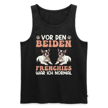 Frenchie Vor den Beiden Frenchies war ich Normal - Männer Premium Bio Tank Top - Schwarz - Vorne - AI Model Male 178 light (178cm)