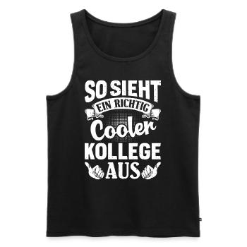 Mitarbeiter So Sieht ein Richtig Cooler Kollege - Männer Premium Bio Tank Top - Schwarz - Vorne - Michal (187cm)