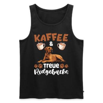 Ridgeback Besitzer KAFFEE UND TREUE RHODESIAN - Männer Premium Bio Tank Top - Schwarz - Vorne - Michal (187cm)