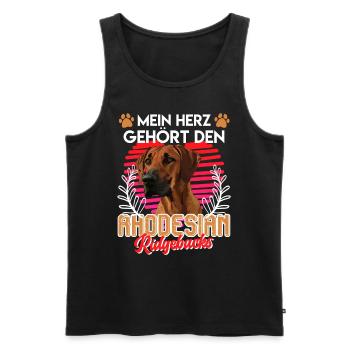 Ridgeback MEIN HERZ GEHÖRT DEN RHODESIAN RIDGEBACK - Männer Premium Bio Tank Top - Schwarz - Vorne - AI Model Male 178 light (178cm)
