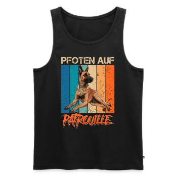 Malinois PFOTEN AUF PATROUILLE Belgischer - Männer Premium Bio Tank Top - Schwarz - Vorne - AI Model Male 178 light (178cm)