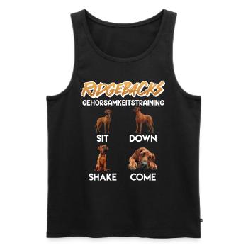 RHODESIAN RIDGEBACK GEHORSAMKEITSTRAINING Lustig - Männer Premium Bio Tank Top - Schwarz - Vorne - AI Model Male 178 light (178cm)
