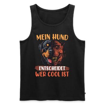 Rottweiler MEIN HUND ENTSCHEIDET WER COOL IST - Männer Premium Bio Tank Top - Schwarz - Vorne - AI Model Male 178 light (178cm)