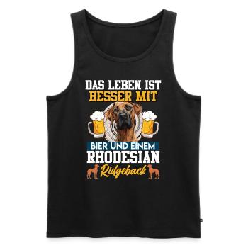 Rhodesian Ridgeback DAS LEBEN IST BESSER MIT BIER - Männer Premium Bio Tank Top - Schwarz - Vorne - Michal (187cm)