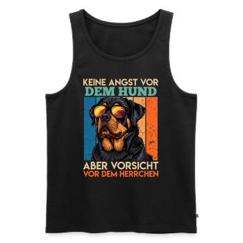 Rottie KEINE ANGST VOR DEM HUND VORSICHT VOR DEM - Männer Premium Bio Tank Top - Schwarz - Vorne - AI Model Male 178 light (178cm)