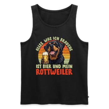 Rottweiler ALLES WAS ICH BRAUCHE IST BIER UND - Männer Premium Bio Tank Top - Schwarz - Vorne - Michal (187cm)