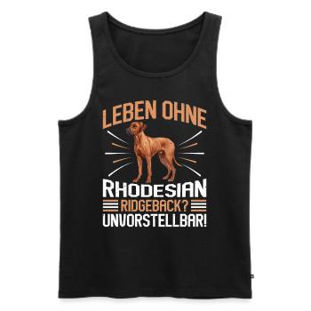 Ridgeback LEBEN OHNE RHODESIAN RIDGEBACK - Männer Premium Bio Tank Top - Schwarz - Vorne - AI Model Male 178 light (178cm)