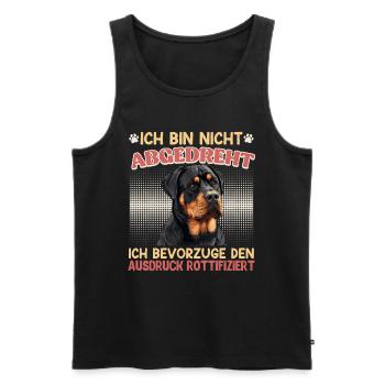 Rottie BIN NICHT ABGEDREHT BEVORZUG ROTTIFIZIERT - Männer Premium Bio Tank Top - Schwarz - Vorne - AI Model Male 178 light (178cm)