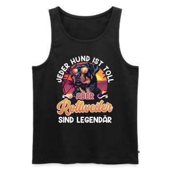 Rotti JEDER HUND IST TOLL ABER ROTTWEILER LEGENDÄR - Männer Premium Bio Tank Top - Schwarz - Vorne - Michal (187cm)