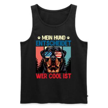 Rottweiler MEIN HUND ENTSCHEIDET WER COOL IST - Männer Premium Bio Tank Top - Schwarz - Vorne - AI Model Male 178 light (178cm)