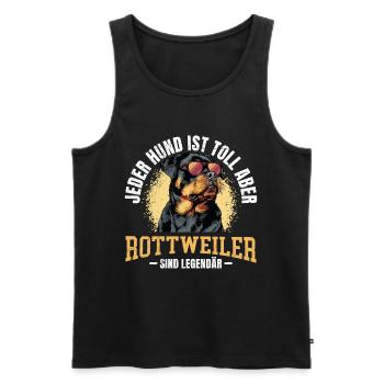 Rotti JEDER HUND IST TOLL ABER ROTTWEILER LEGENDÄR - Männer Premium Bio Tank Top - Schwarz - Vorne - Michal (187cm)
