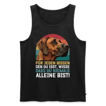 Ridgeback JEDEN BISSEN DEN DU ISST Lustiges - Männer Premium Bio Tank Top - Schwarz - Vorne - Michal (187cm)
