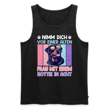 Rottie NIMM DICH VOR ALTER FRAU MIT ROTTIE IN ACHT - Männer Premium Bio Tank Top - Schwarz - Vorne - AI Model Male 178 light (178cm)