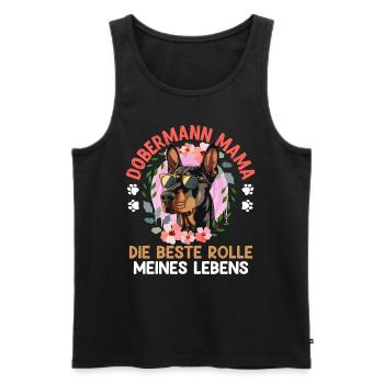 DOBERMAN MAMA DIE BESTE ROLLE MEINES LEBENS - Männer Premium Bio Tank Top - Schwarz - Vorne - Michal (187cm)