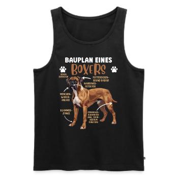 Deutscher Boxer BAUPLAN EINES BOXERS Lustiges - Männer Premium Bio Tank Top - Schwarz - Vorne - Michal (187cm)