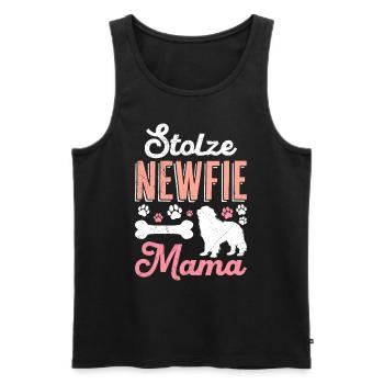 Hundemama STOLZE NEWFIE MAMA Neufundländer - Männer Premium Bio Tank Top - Schwarz - Vorne - Michal (187cm)
