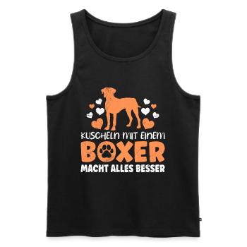 Hundebesitzer KUSCHELN MIT EINEM BOXER Sweet - Männer Premium Bio Tank Top - Schwarz - Vorne - Michal (187cm)