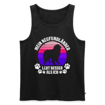 Newfie MEIN NEUFUNDLÄNDER LEBT BESSER ALS ICH - Männer Premium Bio Tank Top - Schwarz - Vorne - Michal (187cm)