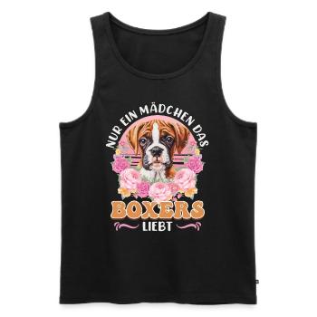 Boxer Hund NUR EIN MÄDCHEN DAS BOXERS LIEBT - Männer Premium Bio Tank Top - Schwarz - Vorne - Michal (187cm)