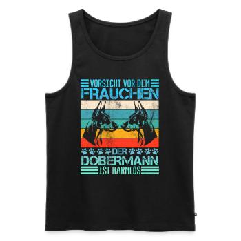 Doberman VORSICHT VOR DEM FRAUCHEN DOBERMAN - Männer Premium Bio Tank Top - Schwarz - Vorne - Michal (187cm)