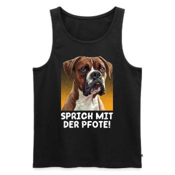 Deutscher Boxer SPRICH MIT DER PFOTE! Boxer Hund - Männer Premium Bio Tank Top - Schwarz - Vorne - Michal (187cm)