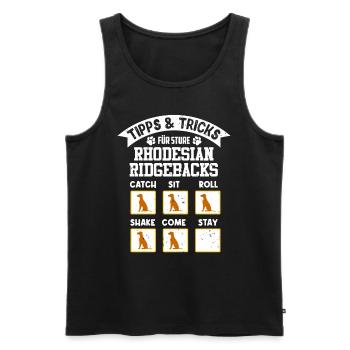 Hundetraining Rhodesian Ridgeback TIPPS UND TRICKS - Männer Premium Bio Tank Top - Schwarz - Vorne - Michal (187cm)